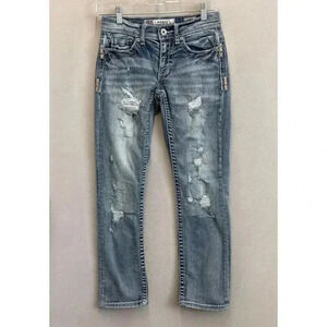 BKE Buckle Jeans Men's Sz 26S Asher Straight Leg Mid‎ Rise Distressed Denim